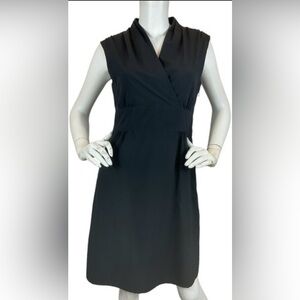 Athleta Dahlia Black A-Line Dress with V-Neckline, Fabric is wrinkle free  - 6P